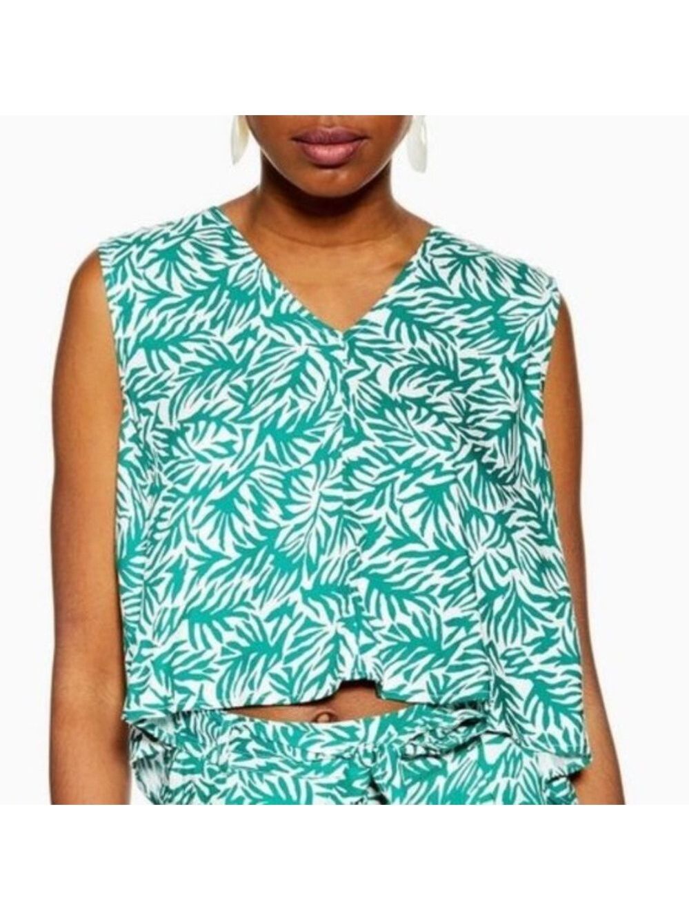 TOPSHOP Green Tie Back Crop Top
